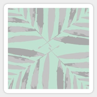 Geometric palm leaves silver grey on pale blue , leaves, tropical , fall, spring  TeePublic Sticker